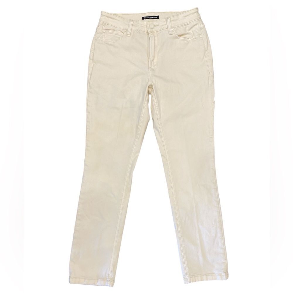 Boston Proper Cream Straight Leg Denim Women’s Size 8 Stretch 28” Inseam 5Pkt